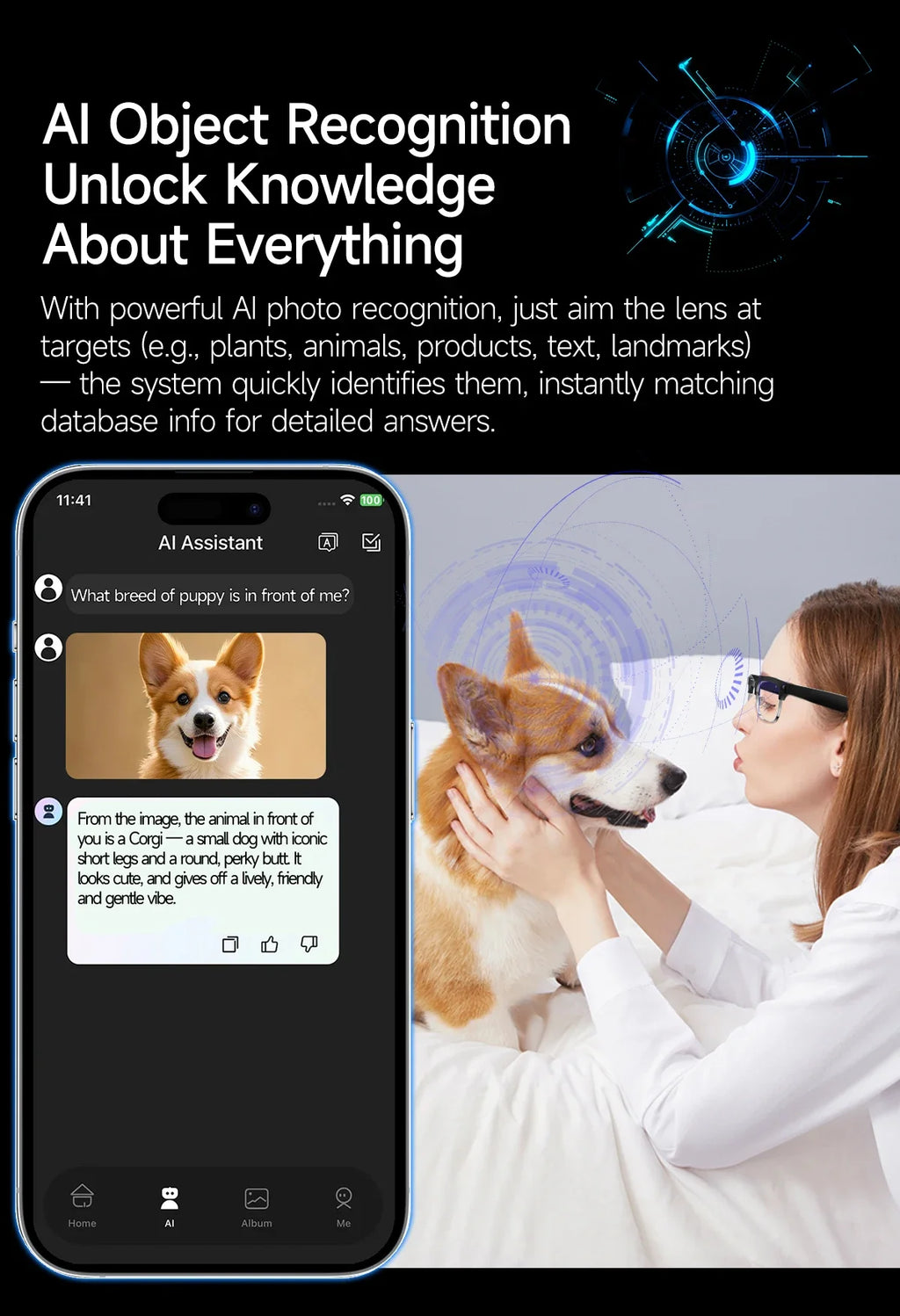AI Smart Glasses AI Smart Translation AI Smart Question and Answer Interaction 800W HD Camera 290mAh Battery AI Smart Glasses
