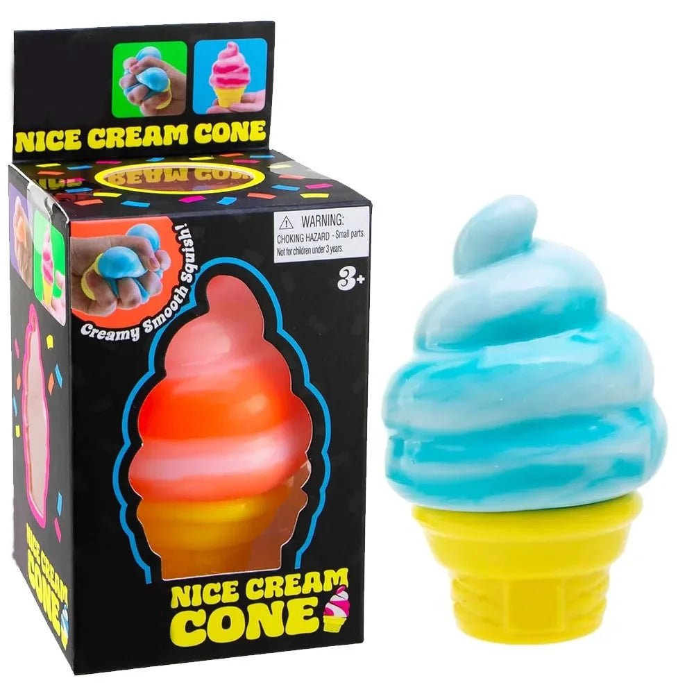 New Nee-doh Nice Cream Cone Colorful Ice Cream Shaped Sensory Stress Reliever Fidget Tool for Anxiety & Focus for Adults & Kids