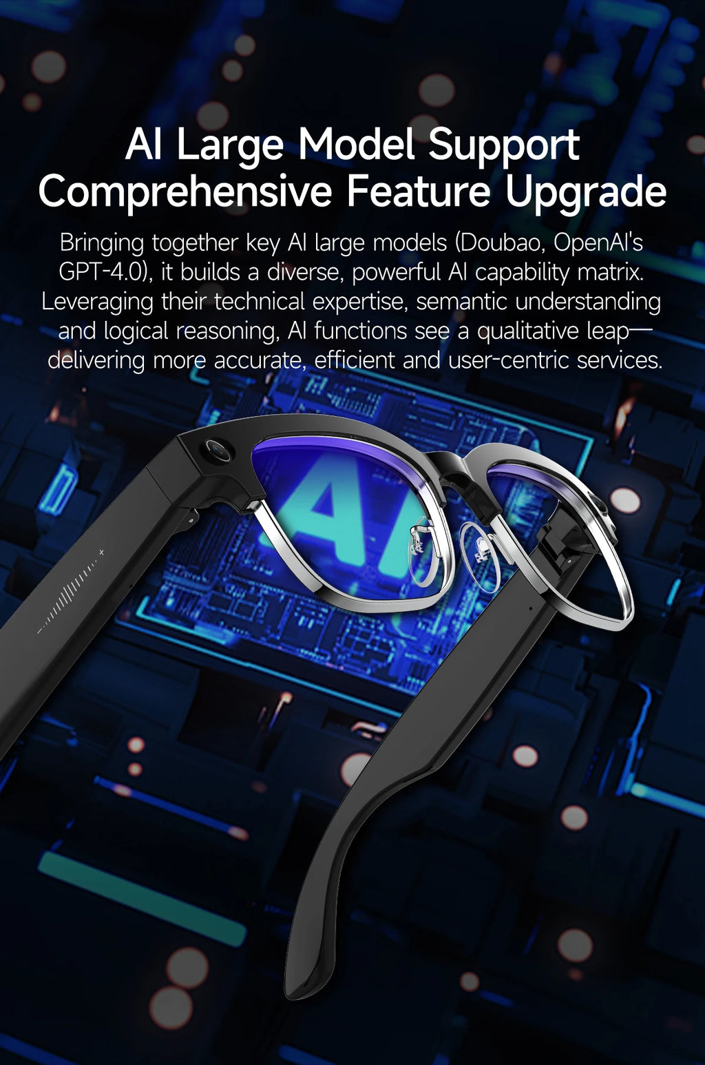 AI Smart Glasses AI Smart Translation AI Smart Question and Answer Interaction 800W HD Camera 290mAh Battery AI Smart Glasses