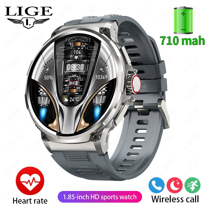 LIGE New 1.85-inch Ultra HD Smartwatch GPS Tracking HD Bluetooth call 710 Mah Large Battery 400+ Dial Smartwatch For IOS Android