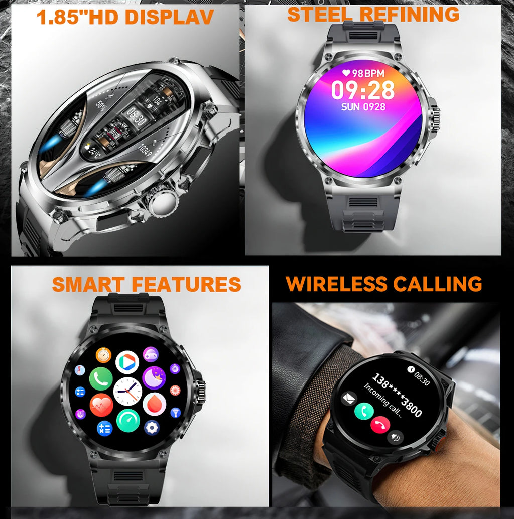 LIGE New 1.85-inch Ultra HD Smartwatch GPS Tracking HD Bluetooth call 710 Mah Large Battery 400+ Dial Smartwatch For IOS Android