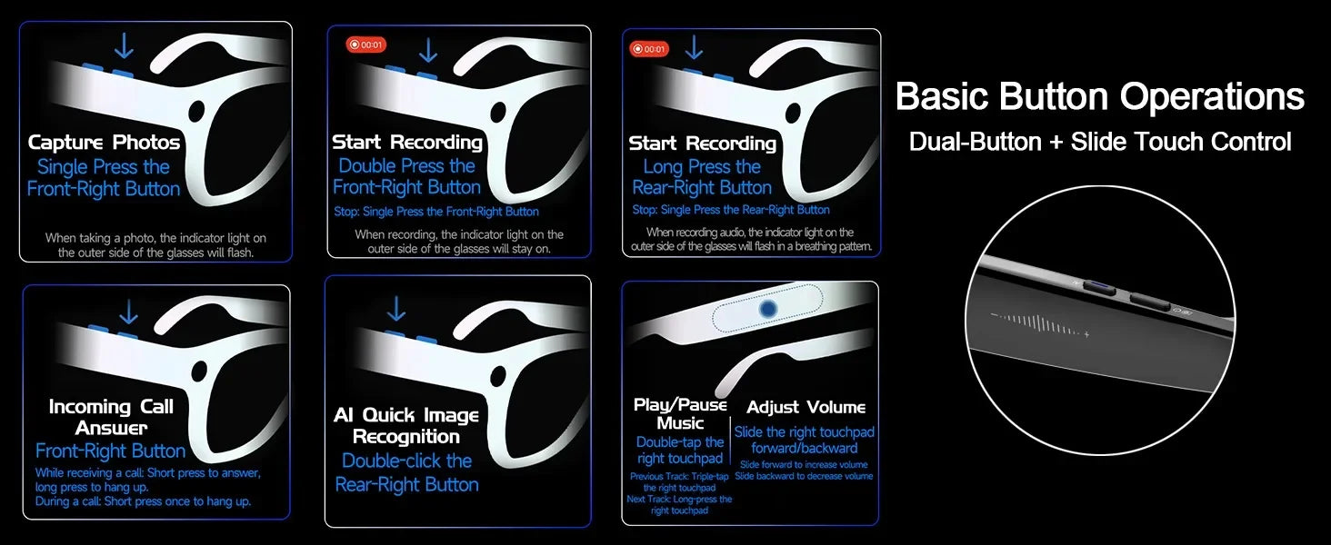 4K Smart AI Glasses 8MP Camera Recording Videos Photo Recognition Answer Translation BT Call Photochromic Sunglasses Waterproof