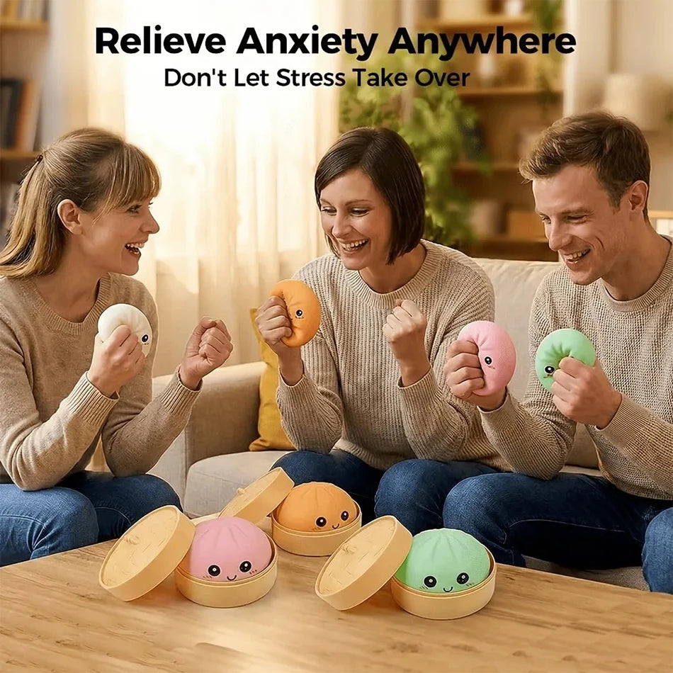 High-quality 4PCS Squishy Dumpling Stress Ball, Dumpling Squishy Toy Shape Hand Relaxation Toy, Party Favor Gift For Friends