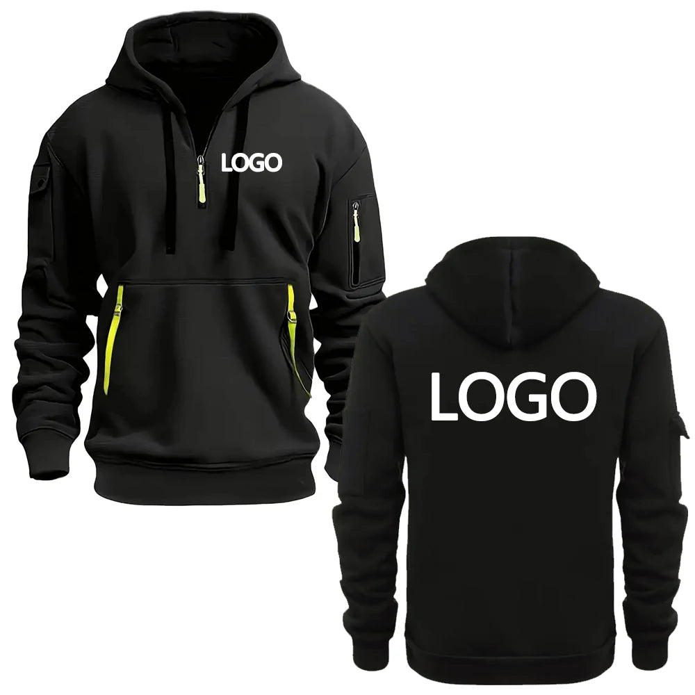 Custom printed hoodies for men and women, loose-fitting casual sportswear with zips, multi-pocket long-sleeve hooded jumpers