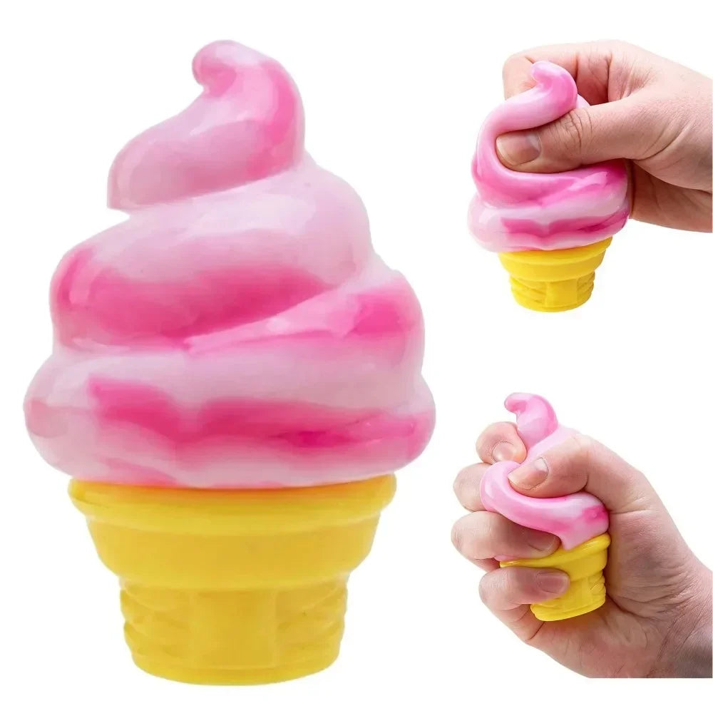 New Nee-doh Nice Cream Cone Colorful Ice Cream Shaped Sensory Stress Reliever Fidget Tool for Anxiety & Focus for Adults & Kids