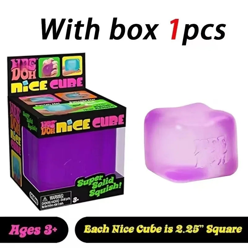 Nee Doh Cube Squeeze Toy, Soft Squeeze Stress Relief Fidget Toy, Sensory Decompression Toy for Kids & Adults Anxiety Relief