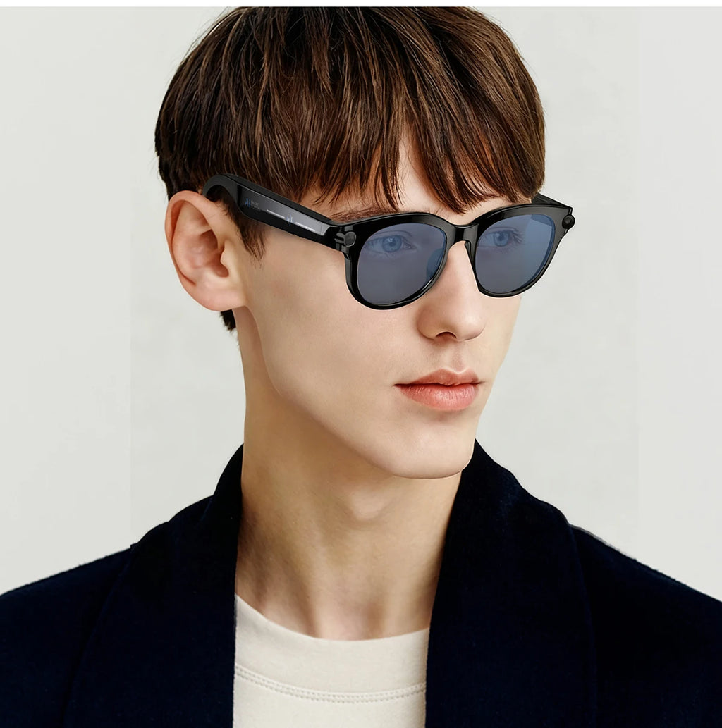 2026 AI Smart Glasses for Men Women 200W HD Camera 1080P Video AI Voice Assistant Translation Music Playback LED Flashlight