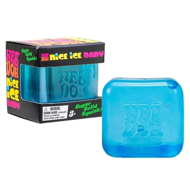 Nee Doh Nice Cube Super Squeeze Fidget Toy, Translucent Red Stress Relief Squishy Cube, BPA-Free Toy for Kids Adults