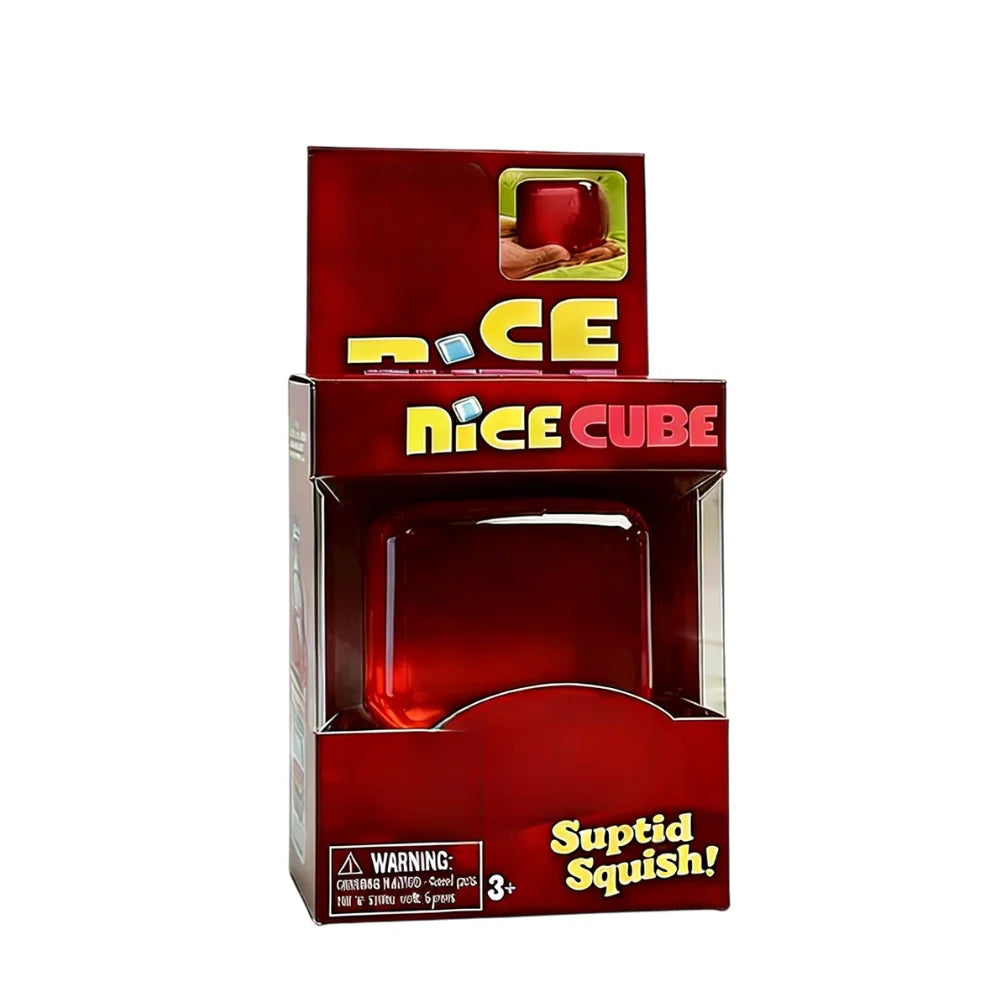 Nee|Doh Nice Cube Super Squeeze Fidget Toy, Translucent Red Stress Relief Squishy Cube, BPA-Free Toy for Kids Adults