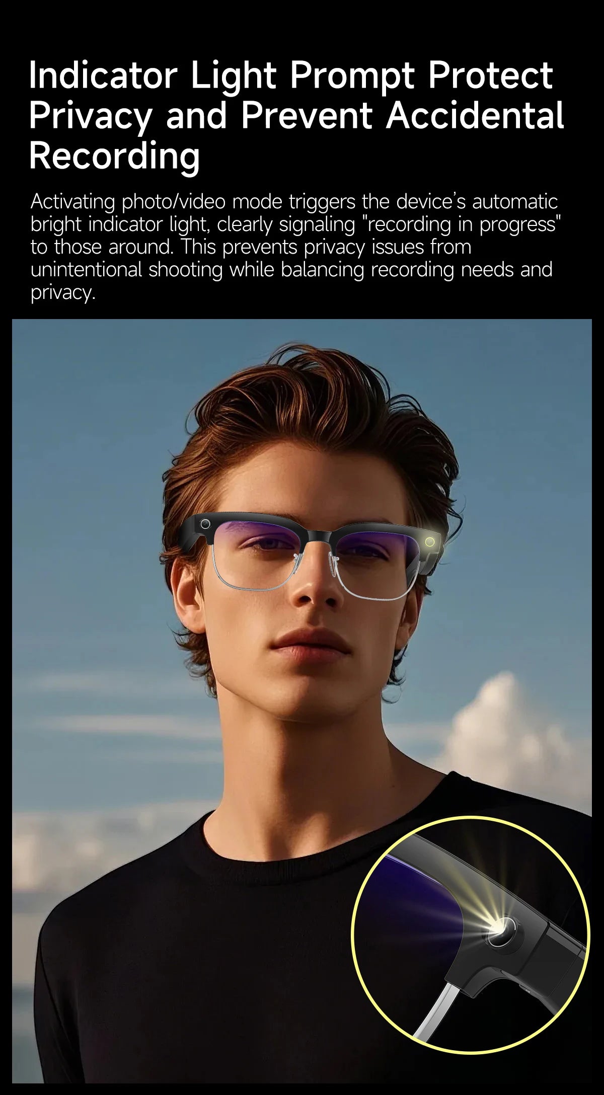 2026New AI Smart Glasses 120+Language Translation 800W Pixel Camera Video Music Player Call Business 8K Color Change Glasses Men