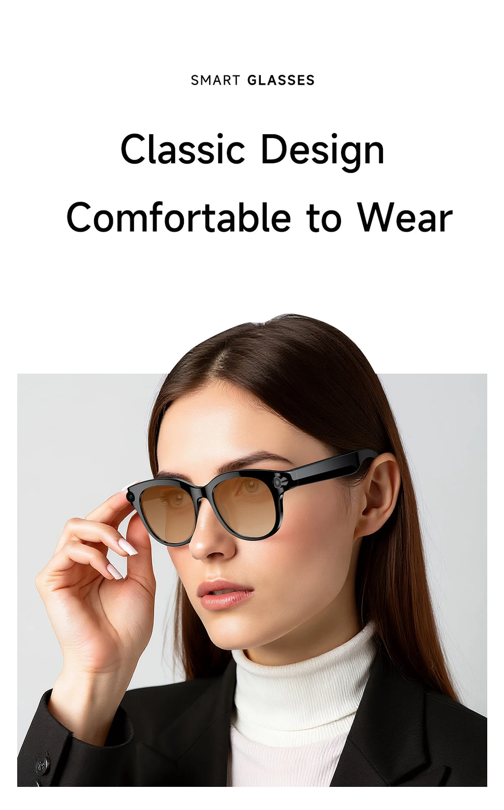 2026 AI Smart Glasses for Men Women 200W HD Camera 1080P Video AI Voice Assistant Translation Music Playback LED Flashlight