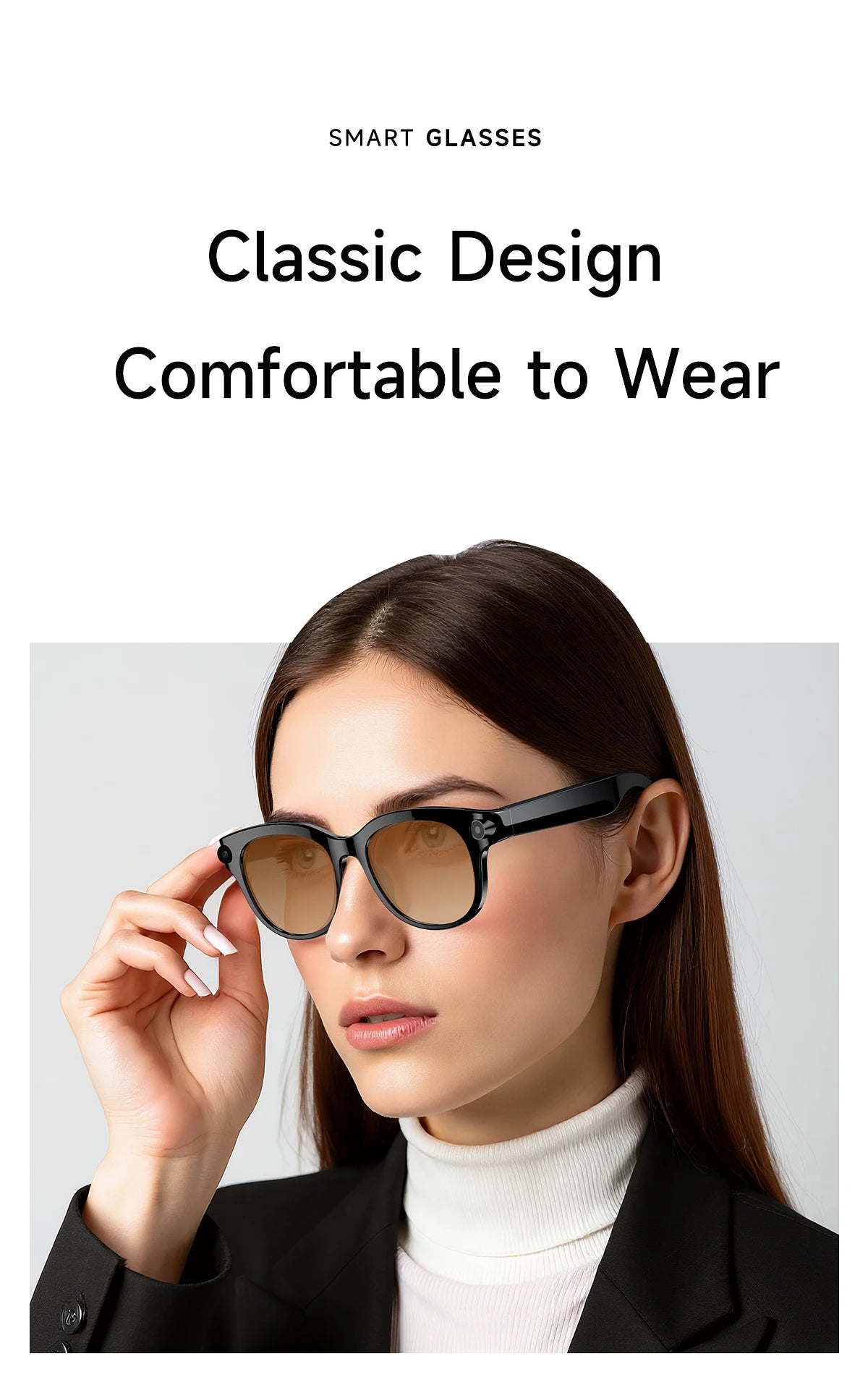 2026 AI Smart Glasses for Men Women 200W HD Camera 1080P Video AI Voice Assistant Translation Music Playback LED Flashlight