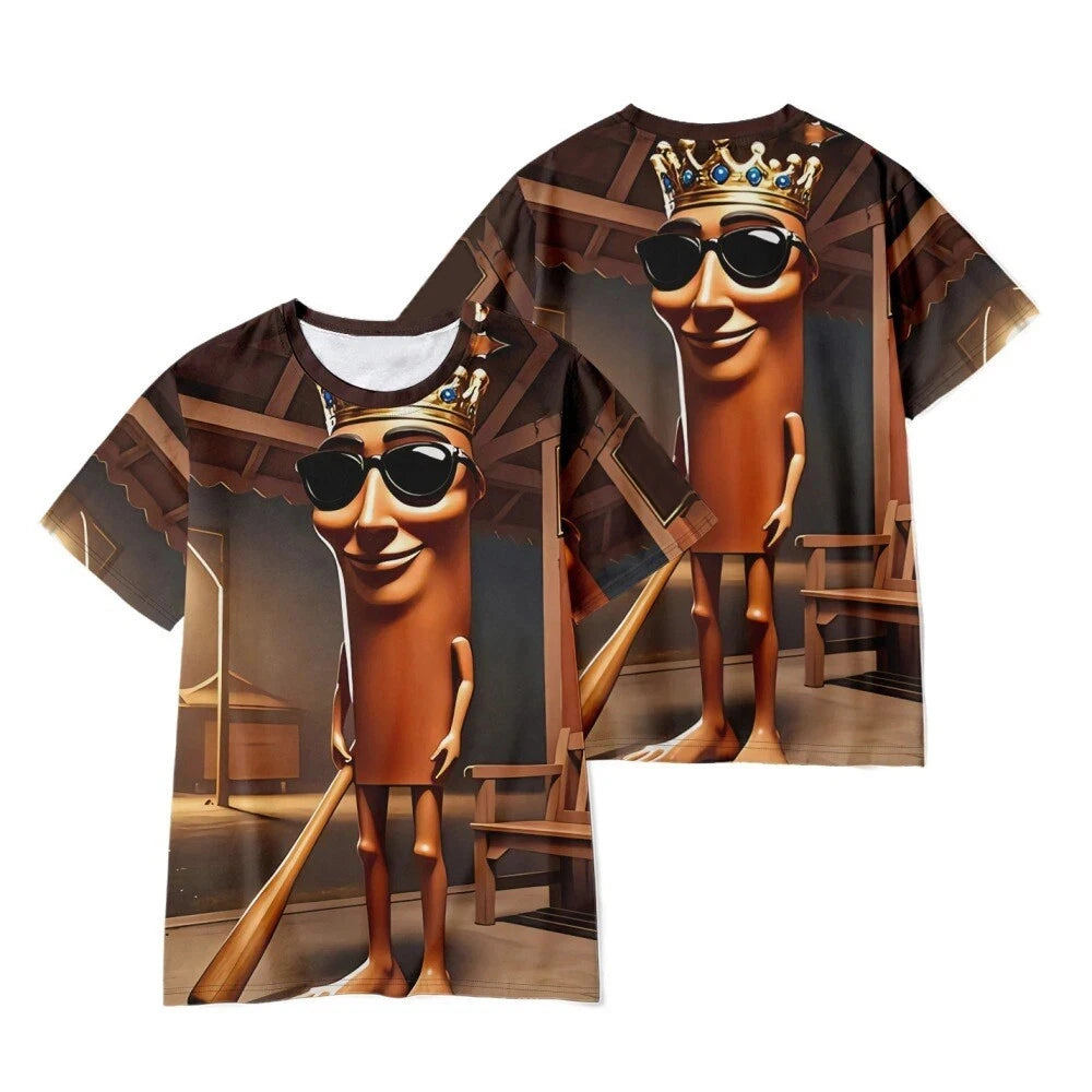 Italian 3D Cartoon Printed T-shirt. Tung Tung Tung Sahur Summer Season Fun Humorous Loose Quick-drying Breathable Men's T-shirt