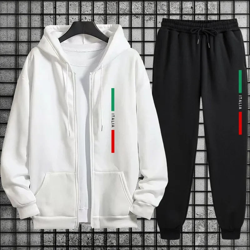 Hoodies Autumn Winter Men Sweatshirts Fashion Daily Men's Tracksuit Single Piece Sports Pants and Sportswear Zip Up Top Cardigan