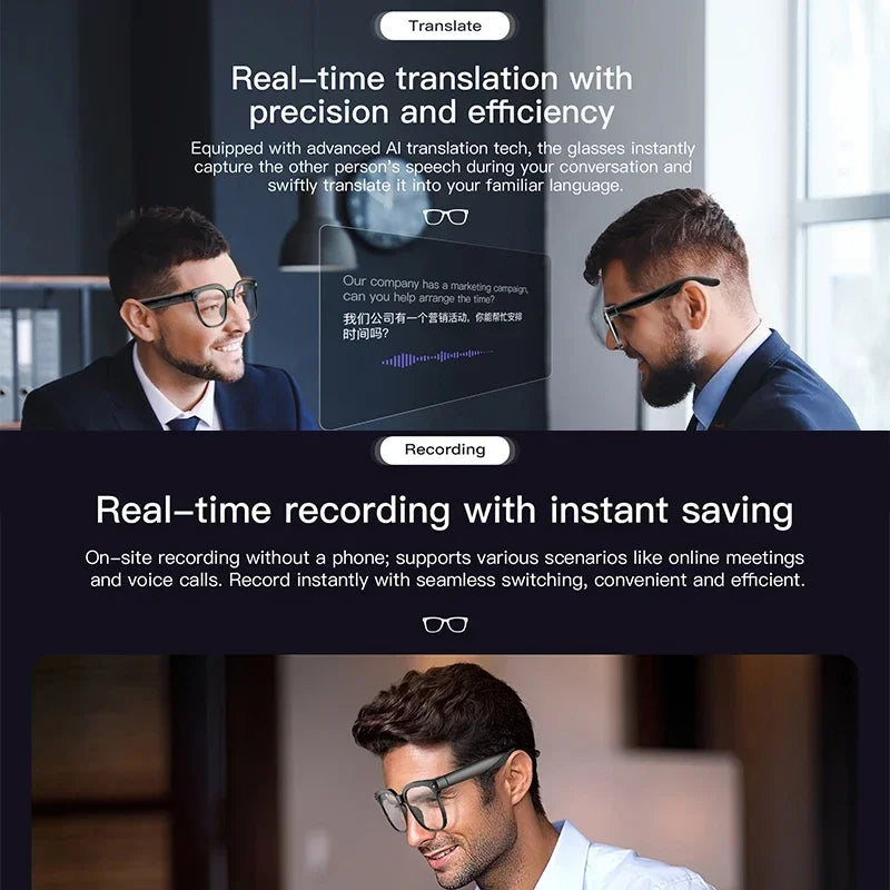 AI Smart Glasses 2026 New Men 800W Camera Color-Changing Translation Glasses Waterproof Call Photo Video Recording Sunglasses