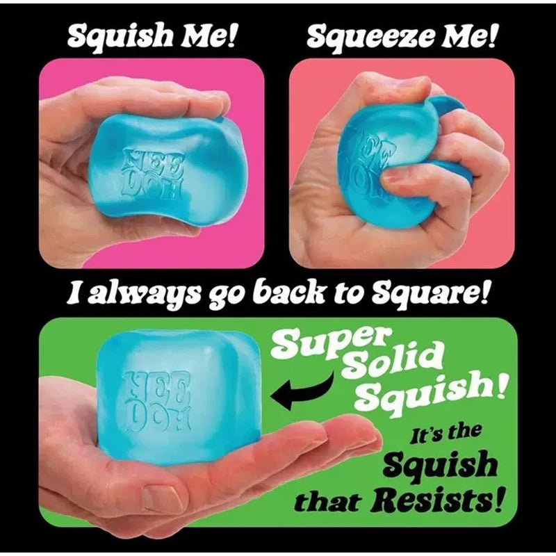 Nee Doh Nice Cube Super Squeeze Fidget Toy, Translucent Red Stress Relief Squishy Cube, BPA-Free Toy for Kids Adults