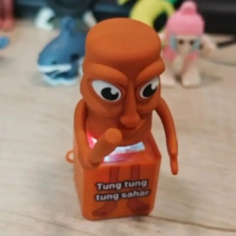 3D printed Tung tungtung sahar collectible viral Brainrot expression pack toy, wooden stick man, suitable for weird lovers.