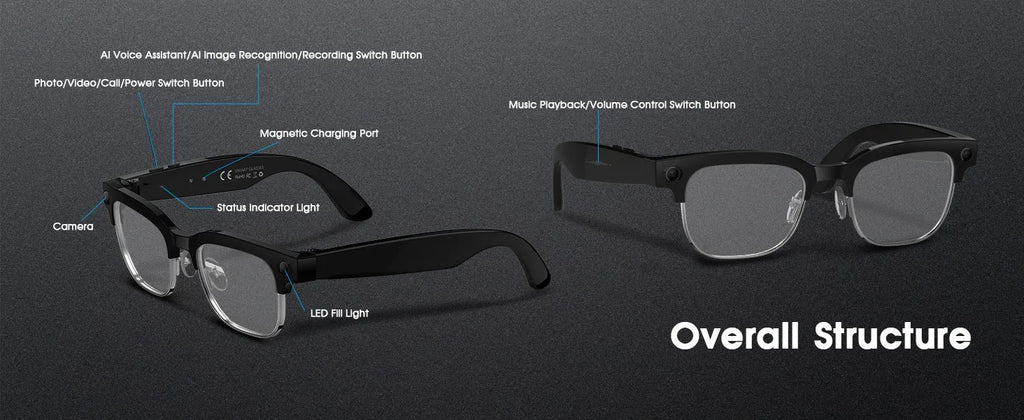 4K Smart AI Glasses 8MP Camera Recording Videos Photo Recognition Answer Translation BT Call Photochromic Sunglasses Waterproof