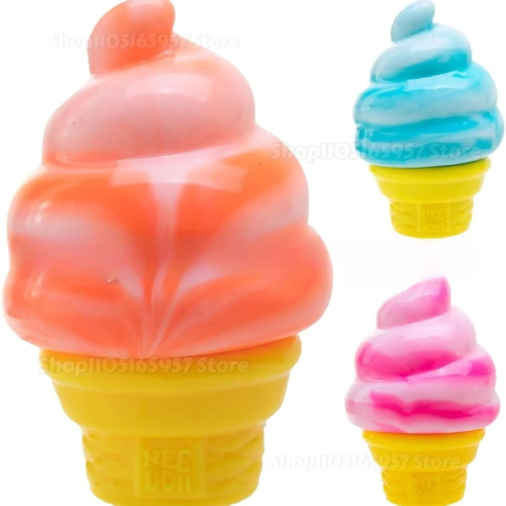 Nee-doh Nice Cream Cone Colorful Ice Cream Shaped  Sensory Stress Reliever Fidget Tool for Anxiety & Focus for Adults & Kids