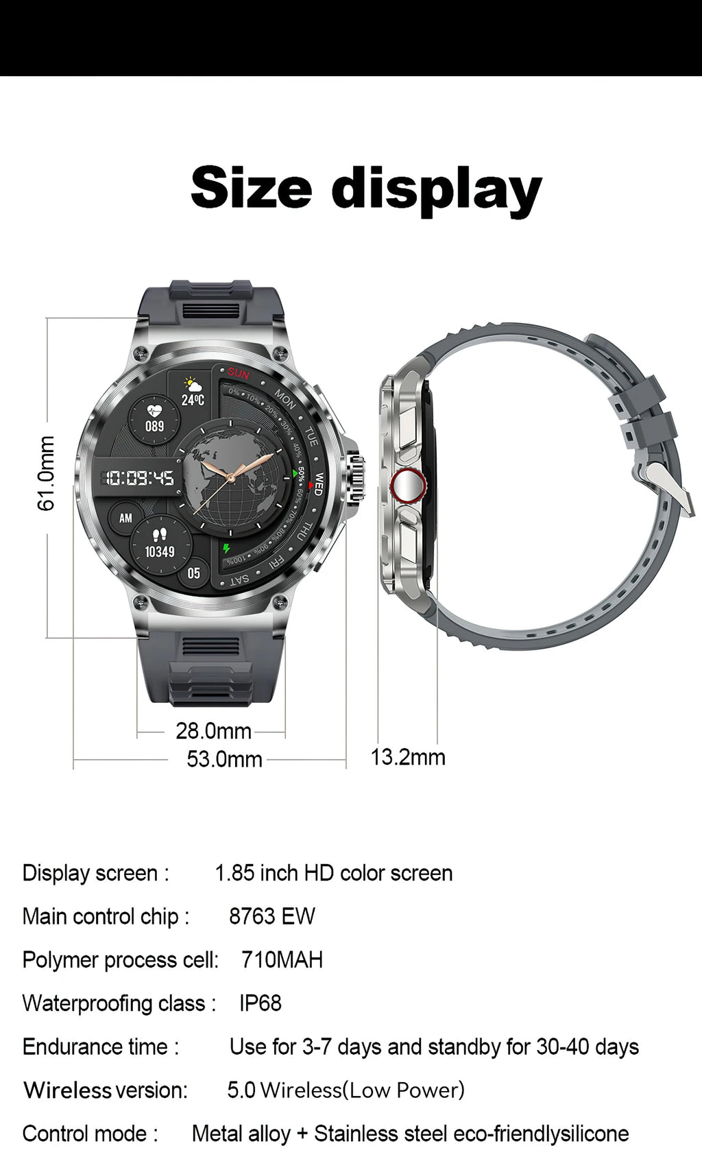 LIGE New 1.85-inch Ultra HD Smartwatch GPS Tracking HD Bluetooth call 710 Mah Large Battery 400+ Dial Smartwatch For IOS Android