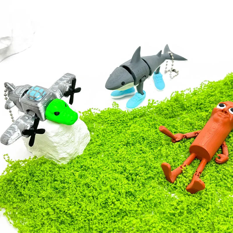 Tung Tung Tung Sahur 3D Printed Animal Mountains and Seas Funny Shark Collectible Abstract Sculpture Italian Bookshelf Decor