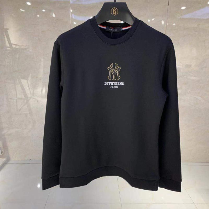 Handsome Men's Hoodies Simple Brand Logo Embroidery New Autumn Korean Design Pullover Casual Cotton Young O-Neck Sweater