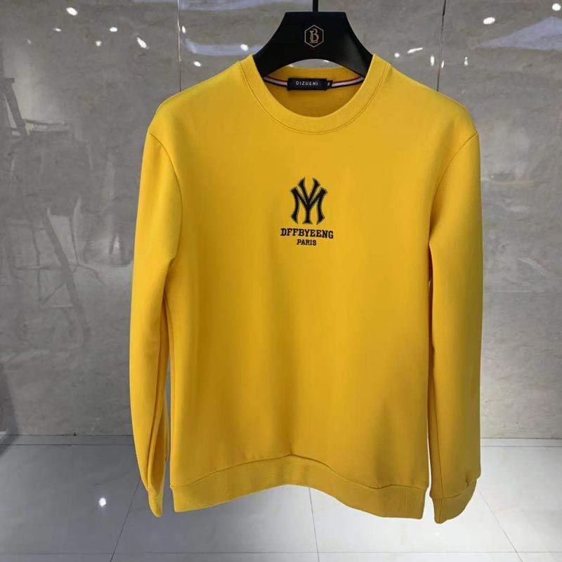 Handsome Men's Hoodies Simple Brand Logo Embroidery New Autumn Korean Design Pullover Casual Cotton Young O-Neck Sweater